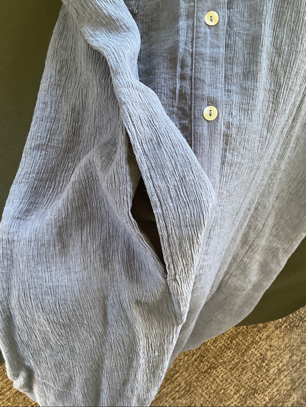 Nyland Button-Front Shirt Dress in Dusty Blue Large - Picture 3 of 8